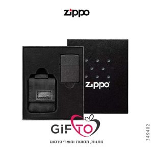זיפו סט מצית + נרתיק קורדורה שחור