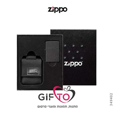 זיפו סט מצית + נרתיק קורדורה שחור