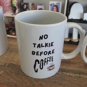ספל לבן No talkie before coffee