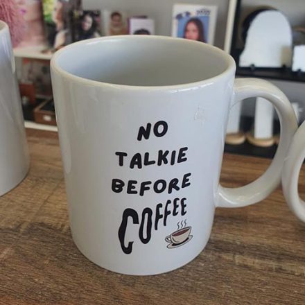 ספל לבן No talkie before coffee