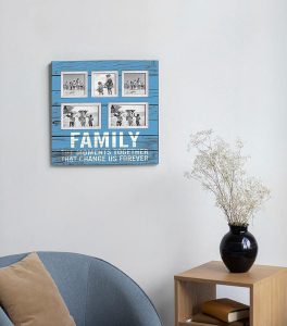 מסגרת עץ תכלת משולבת ל 5 תמונות FAMILY