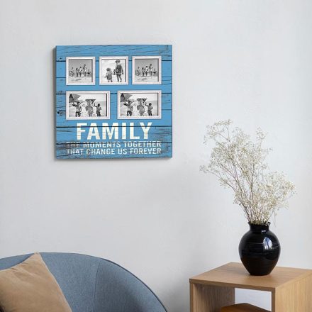מסגרת עץ תכלת משולבת ל 5 תמונות FAMILY