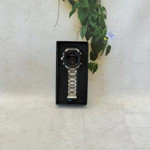 שעון לגבר כסף-אדום
