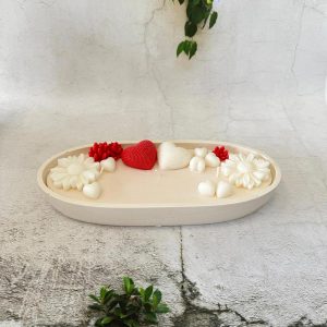 צלחת עבודת יד טיראזו+ נר סויה ריחני מעוצב XL