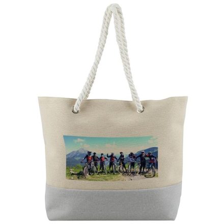 תיק חוף קנבס ידיות חבל שזור סגירת רוכסן